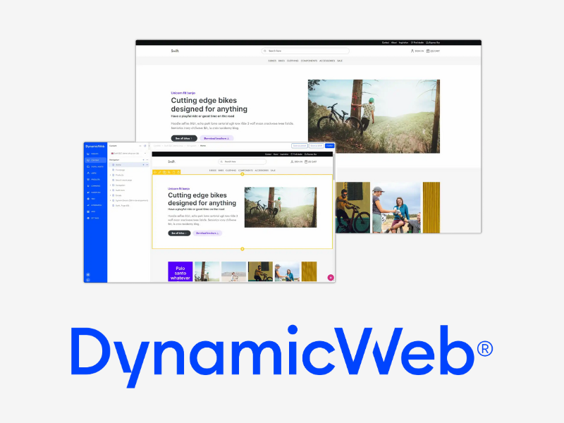 DynamicWebs startside på hjemmesiden